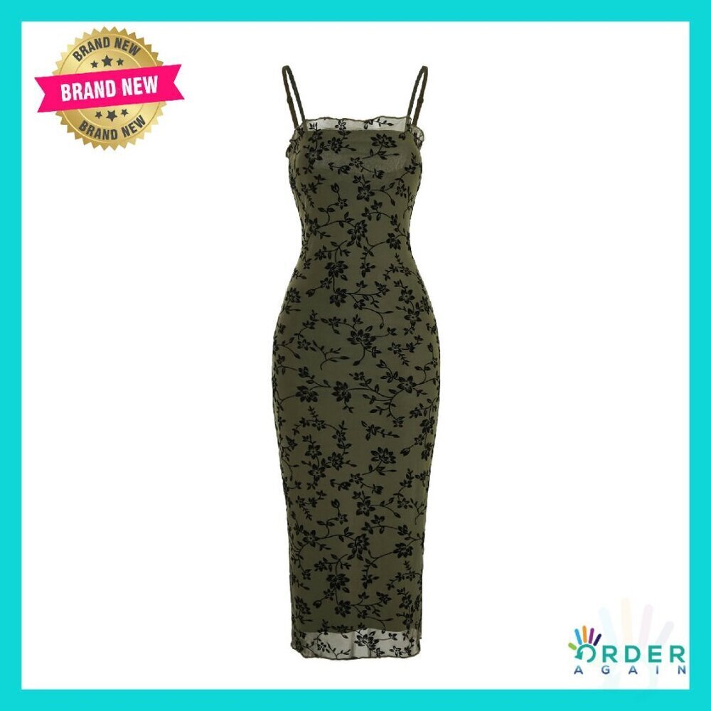 Floral Mesh Bodycon Dress Elegant Chic Semi Formal Party Night Out